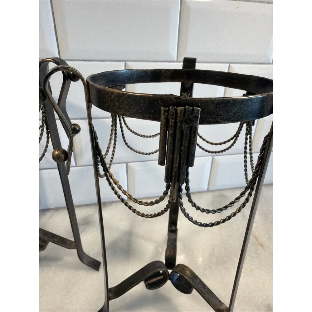 Vintage Pair Of Wrought Iron Plant Stand Candle Holder